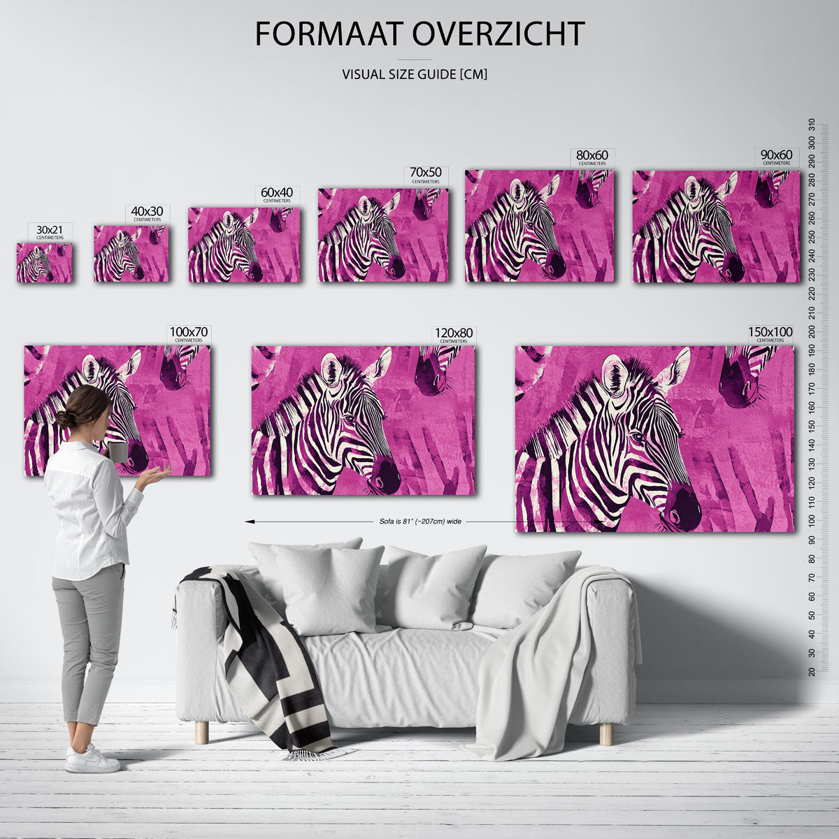 Zebra patroon – liggende muurposter met dierenthema