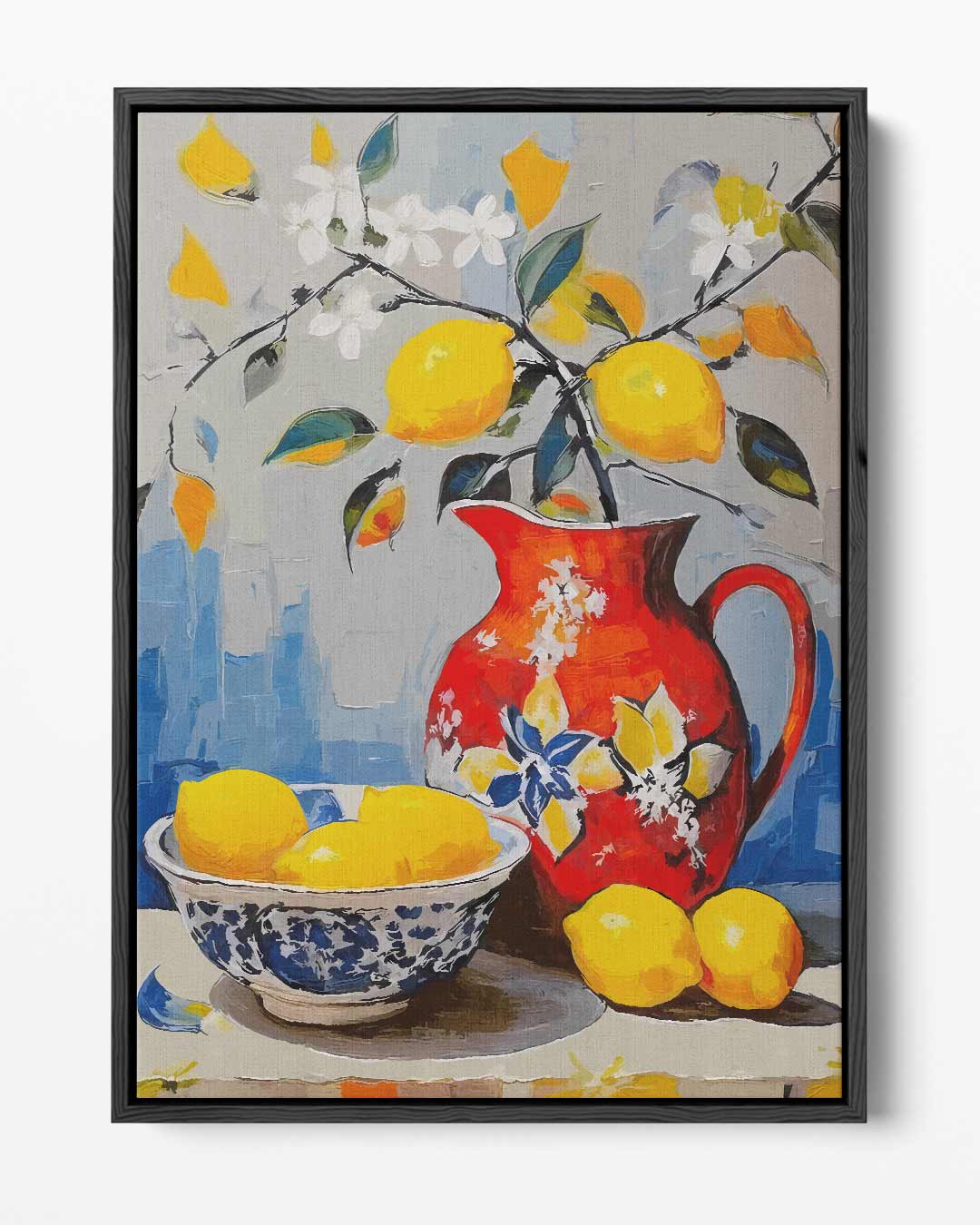 Citroenen in een Vrolijke Karaf – portret kunstwerk als wanddecoratie