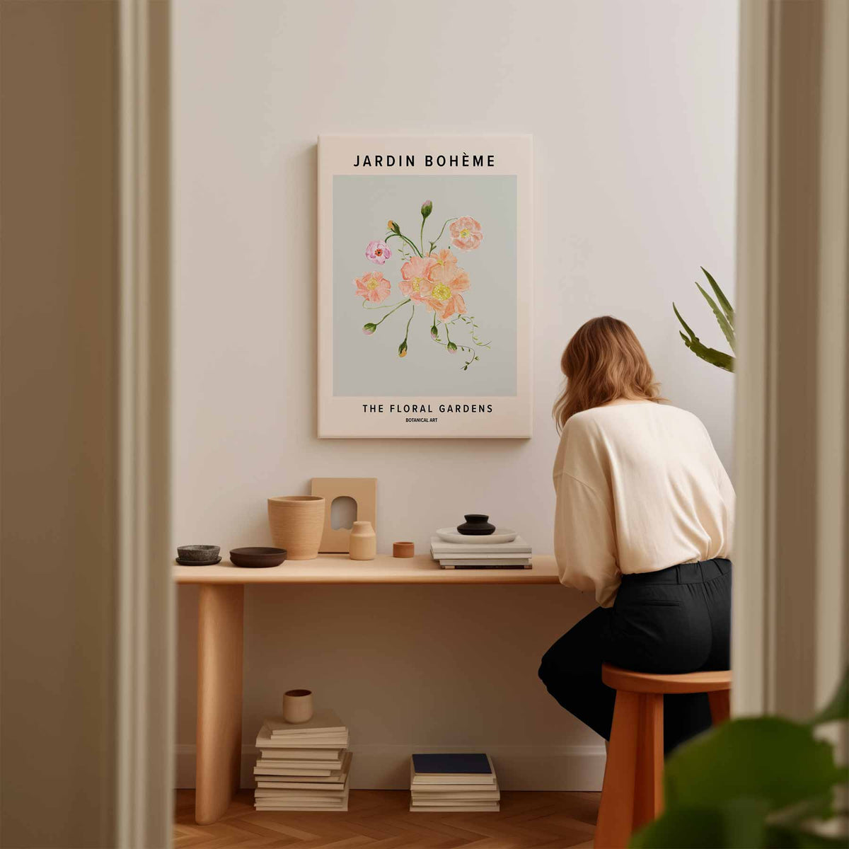 Jardin Bohème Bloemenschilderij – staand kunstwerk voor modern interieur