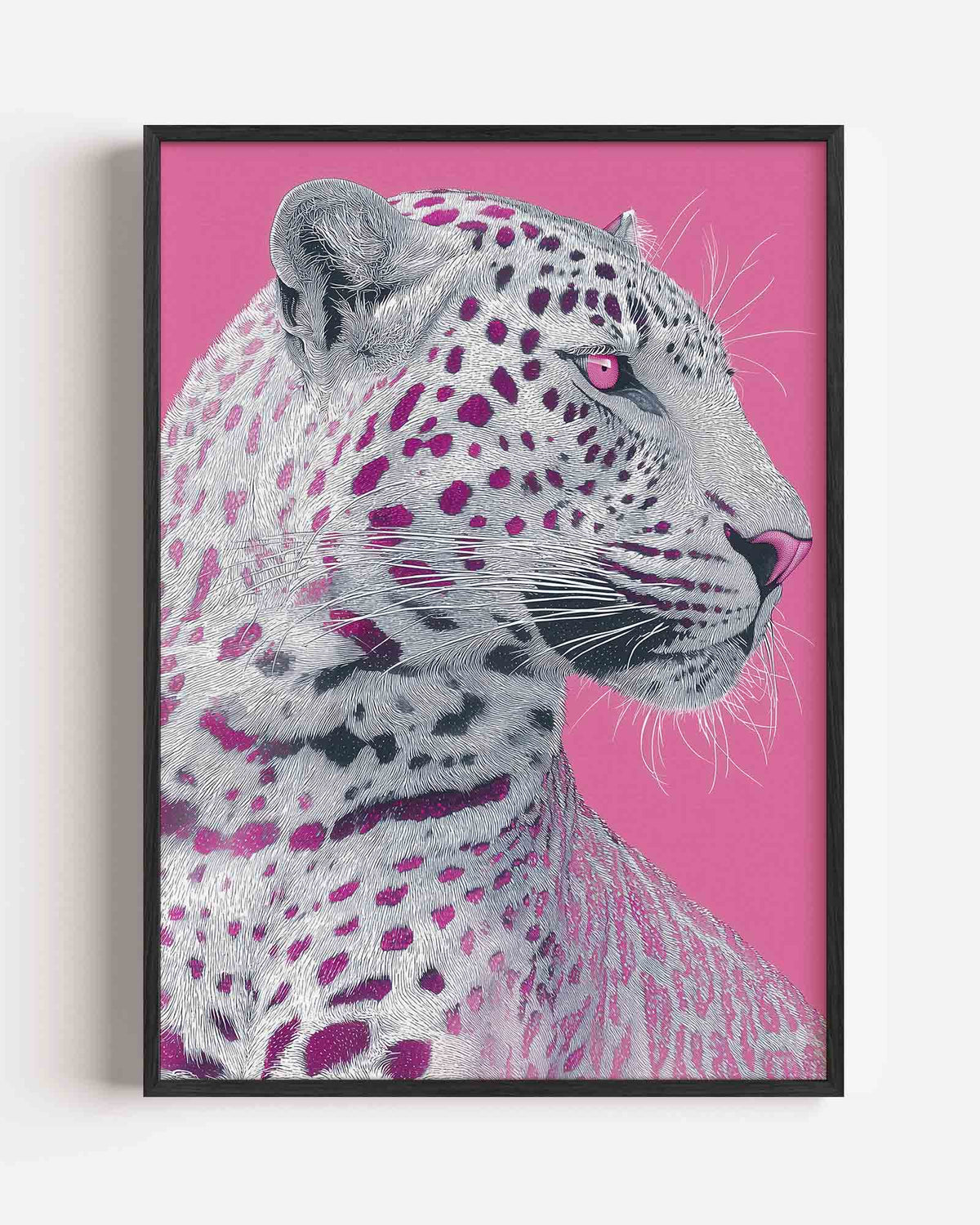 Luipaard op roze – Pop Art portret poster als wanddecoratie