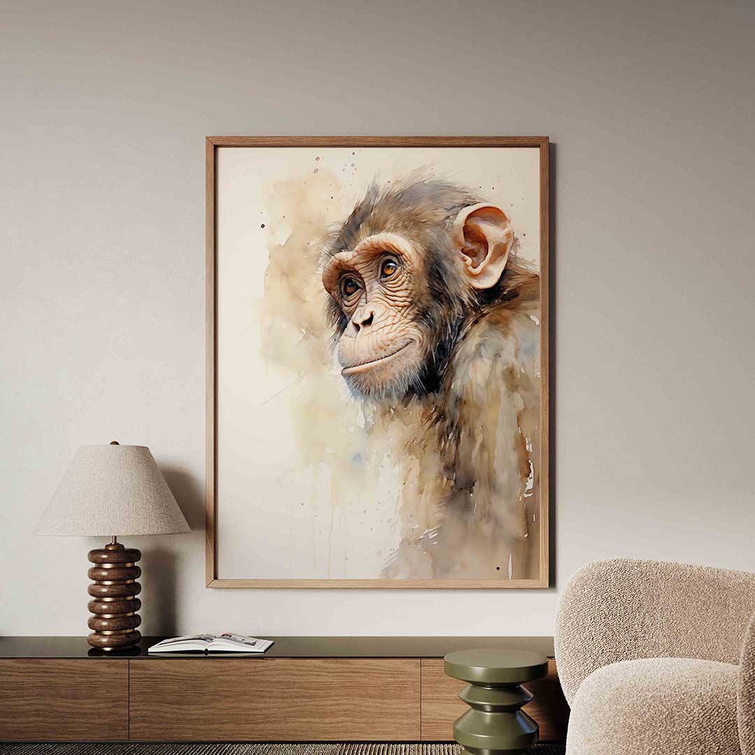 Aap portret – tropische jungle poster in staand formaat