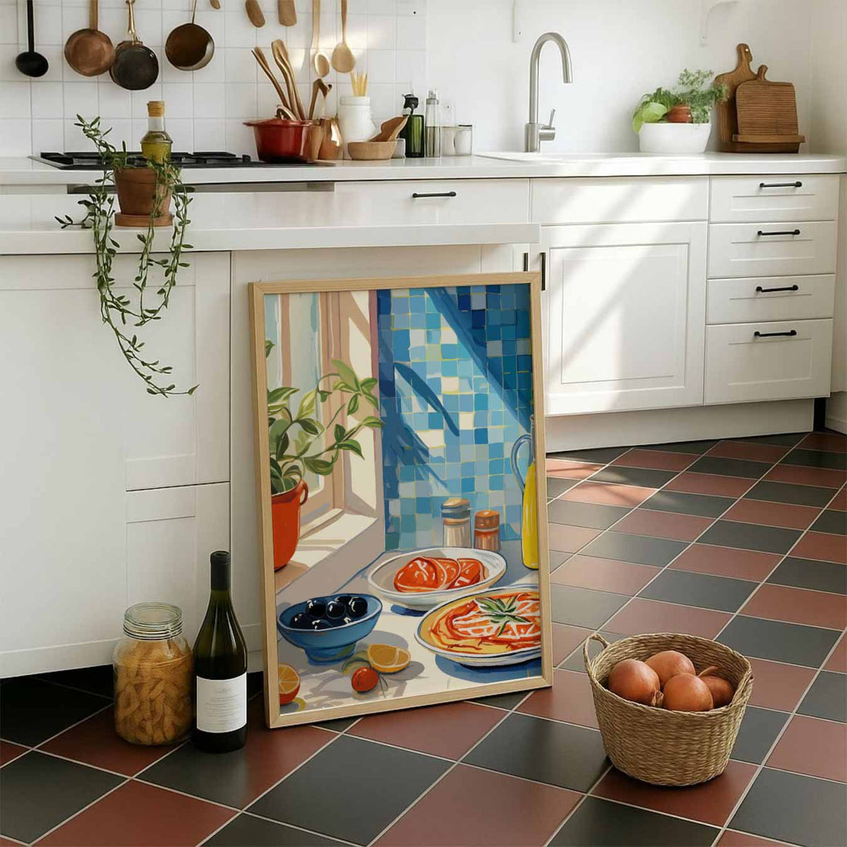 Mediterrane Keuken Charme – staande muurposter voor keuken of eethoek