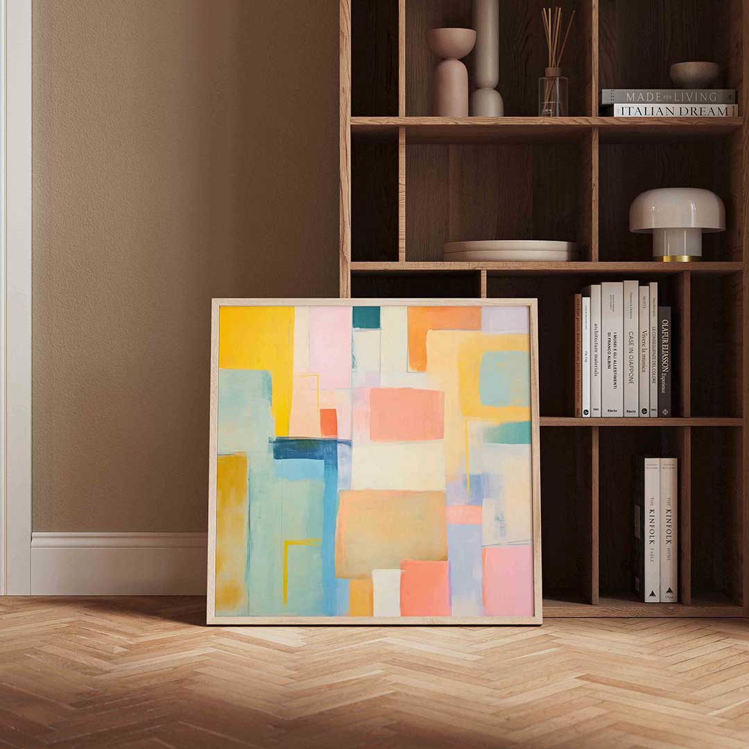 Abstracte rechthoeken – kleurrijke vierkante wanddecoratie van WallArtistic