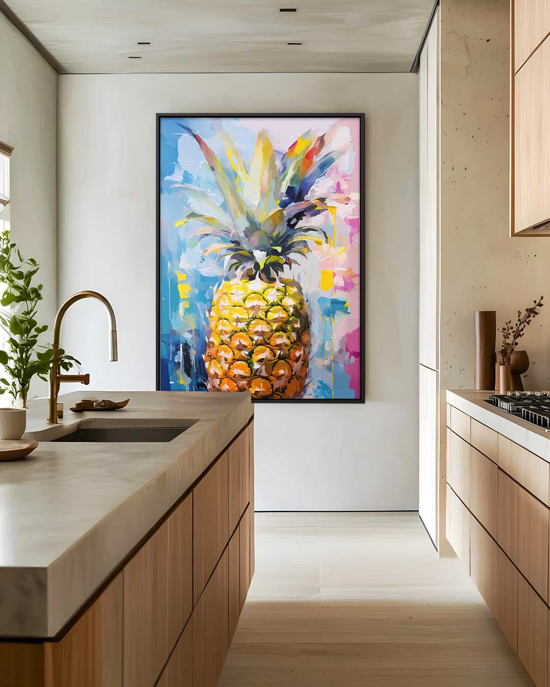 Tropische Ananas Expressie – staand kunstwerk voor modern interieur