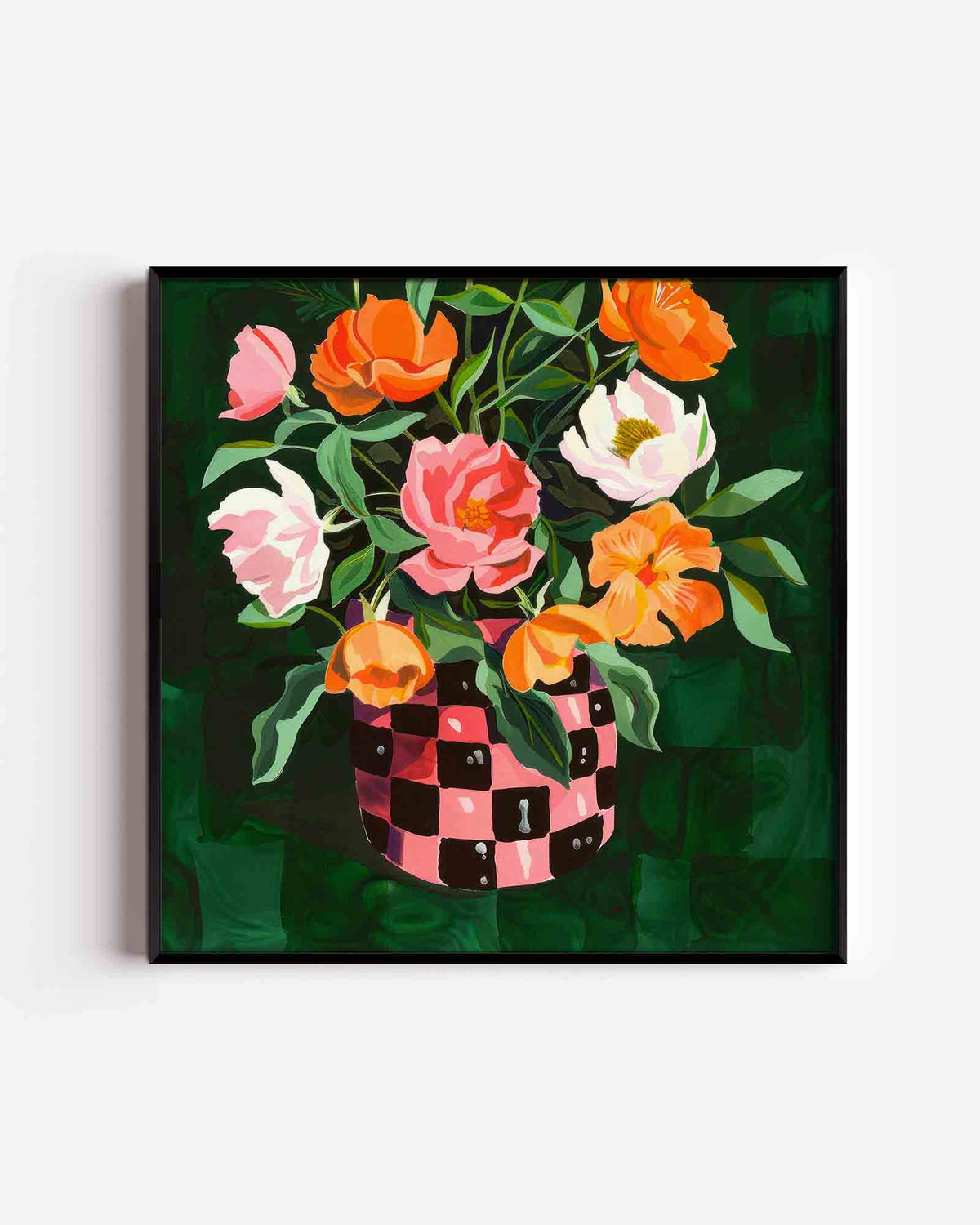 Bloemen in vaas – kleurrijke illustratie poster als wanddecoratie
