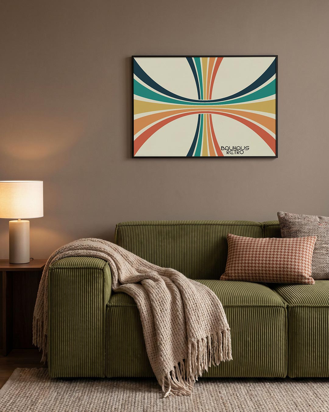 Kleurvolle booglijnen – geometrische Bauhaus poster in liggend formaat