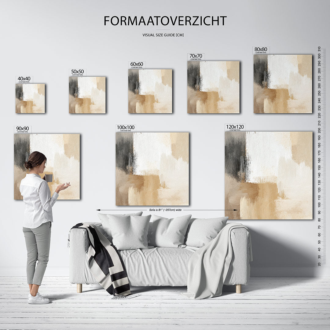 Zachte kleuren compositie kunstwerk – materiaalweergave – dit werk toont een harmonieuze mix van beige, wit en bruin, met
