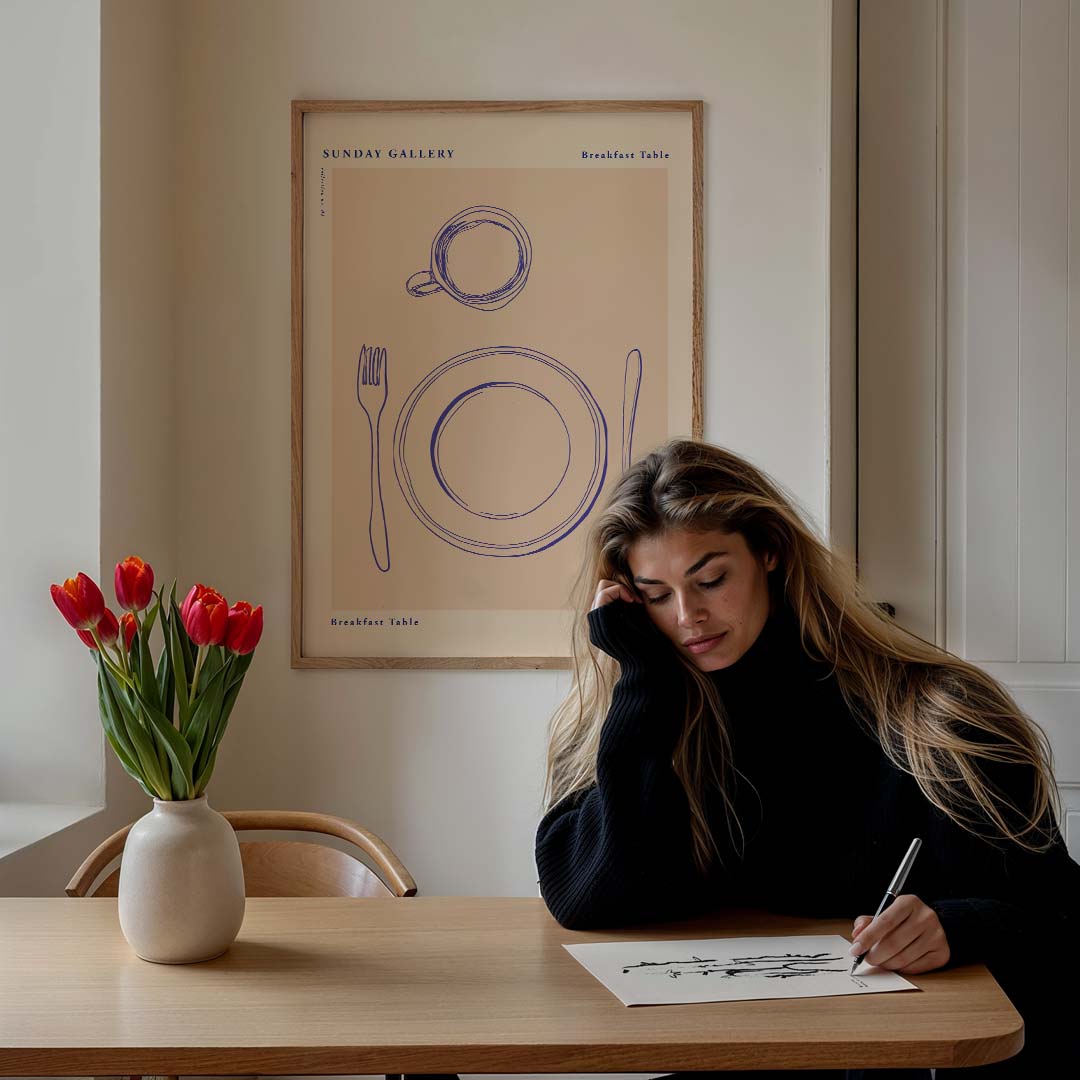 Ontbijttafel Illustratie – culinaire wandkunst als portret poster