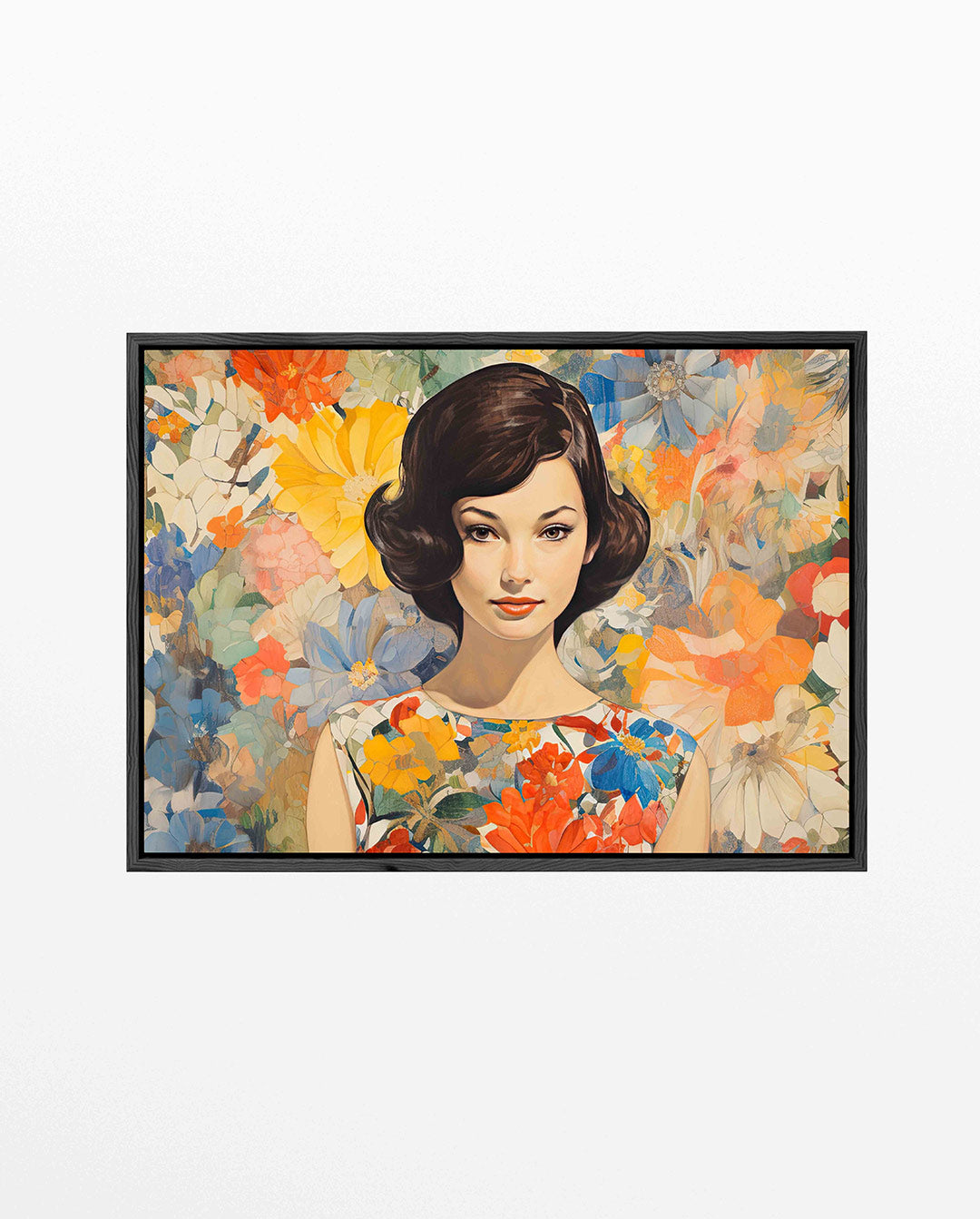 Vrouw met bloemen – Portret kunstwerk – liggend portret kunstwerk