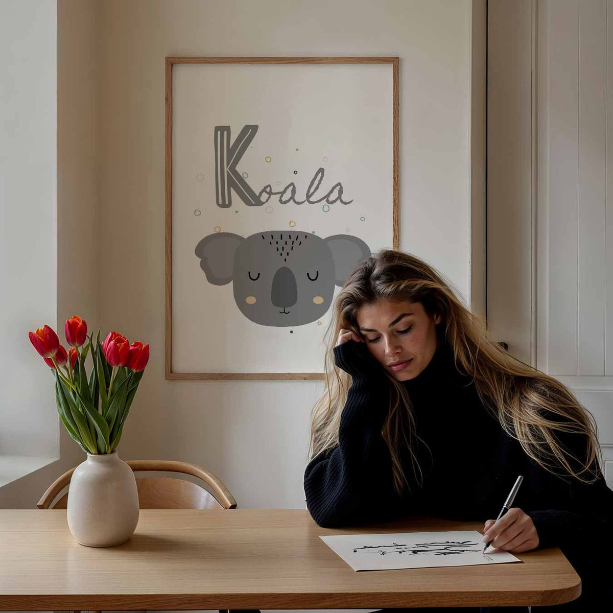 Schattige Koala Slaapkamer – staande muurposter voor de kinderkamer