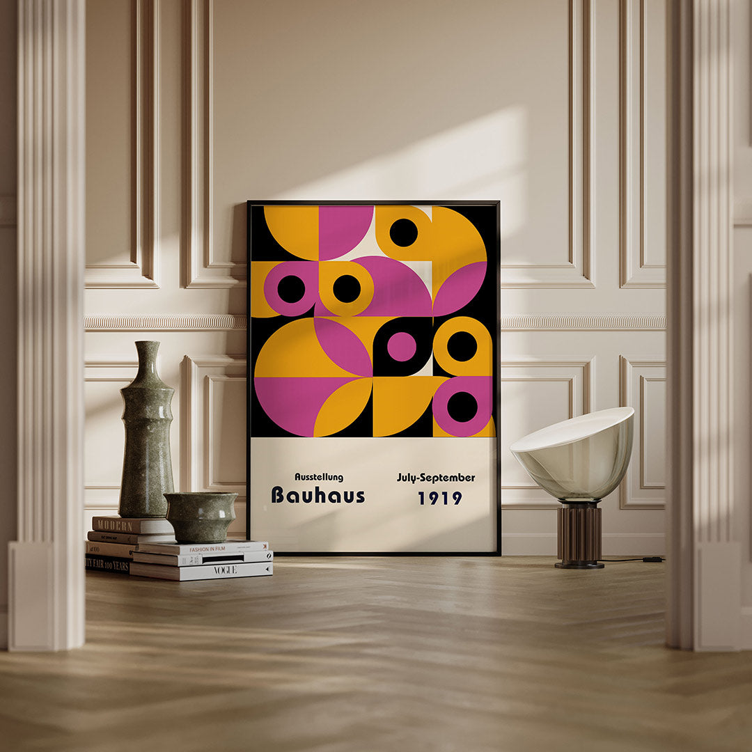 Cirkelvormen en vlakken – moderne Bauhaus wandkunst als poster