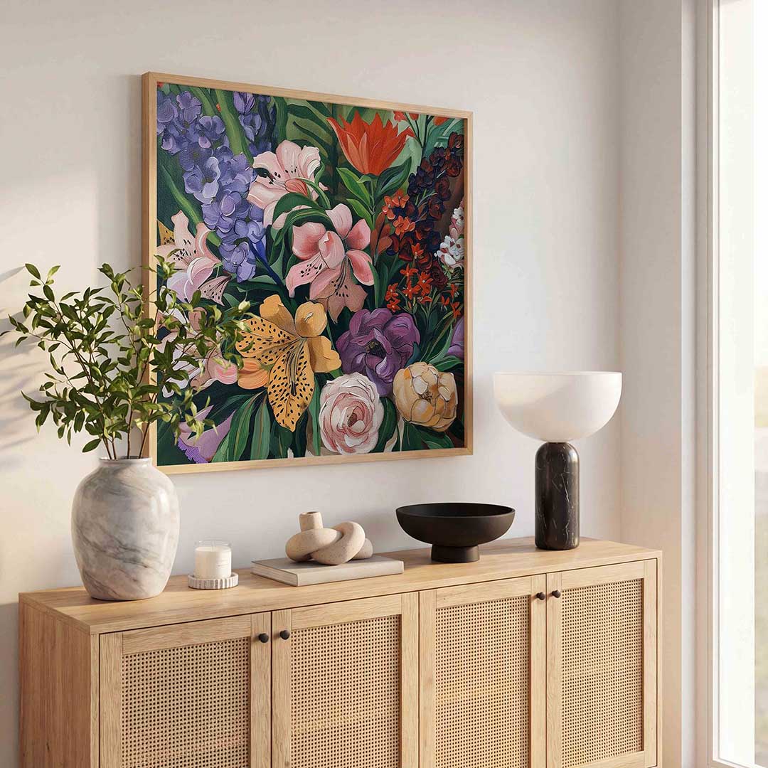 Bloemenpracht – bloemen wandkunst als vierkante poster