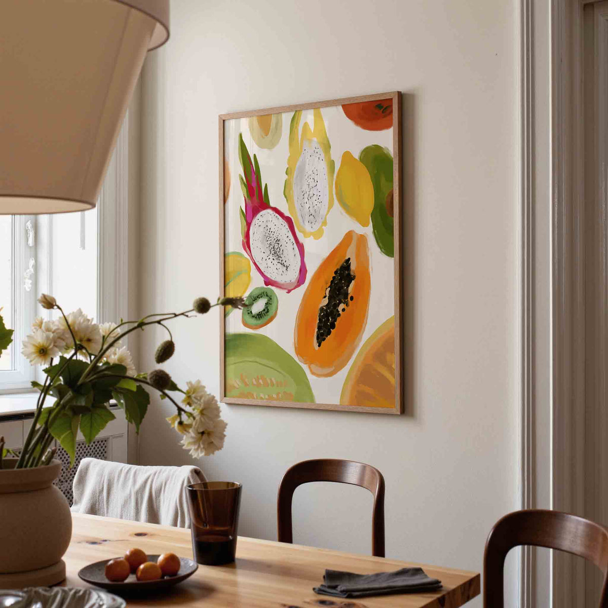 Exotisch fruit – eigentijdse illustratie poster in staand formaat