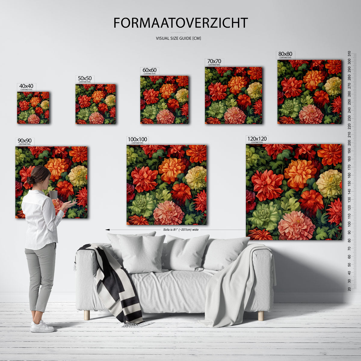 Bloemenpracht – vierkante muurposter in William Morris stijl