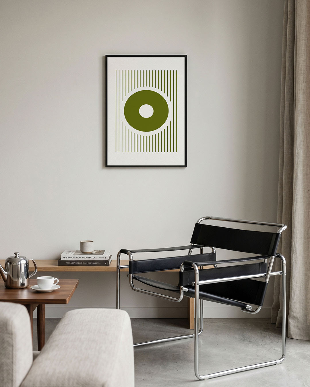 Cirkel en lijnen – geometrische Bauhaus poster in staand formaat