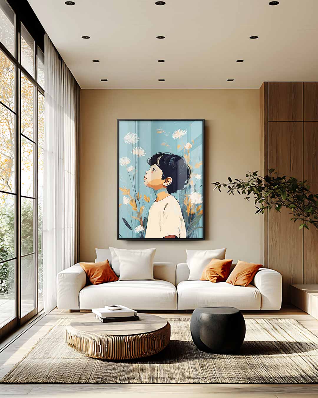 Dromend Tussen Bloemen – staand kunstwerk voor modern interieur