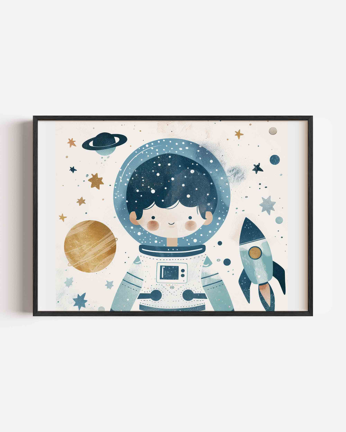 Astronaut en ruimte – landscape kinderposter als wanddecoratie