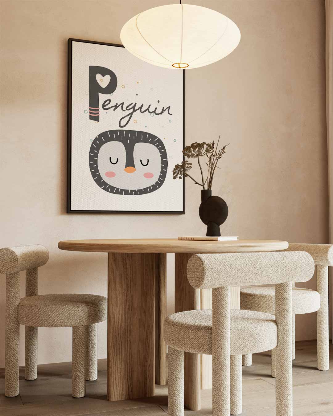 Slapende Pinguïn Illustratie – staand kunstwerk voor modern interieur