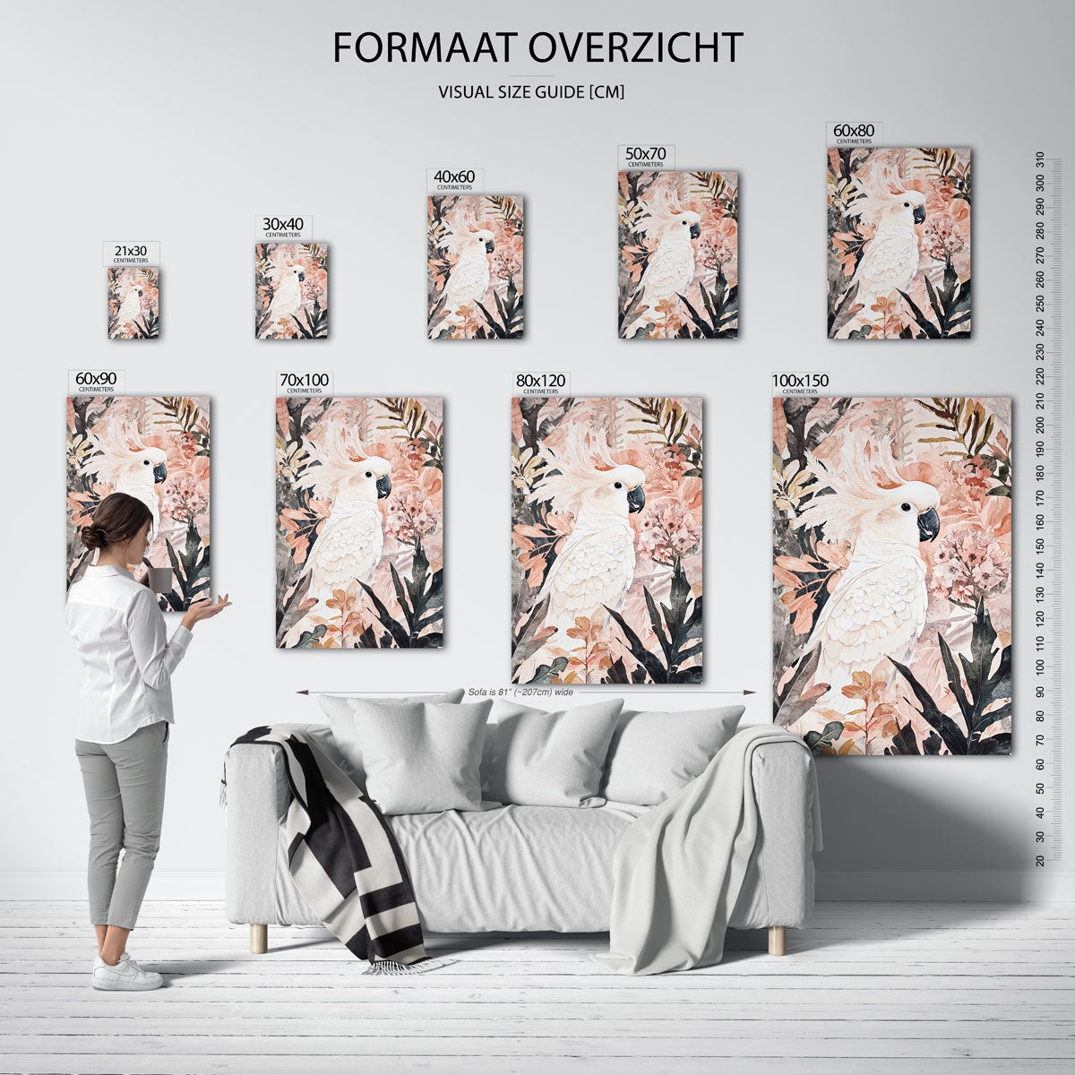 Witte kaketoe – staande muurposter met dierenthema