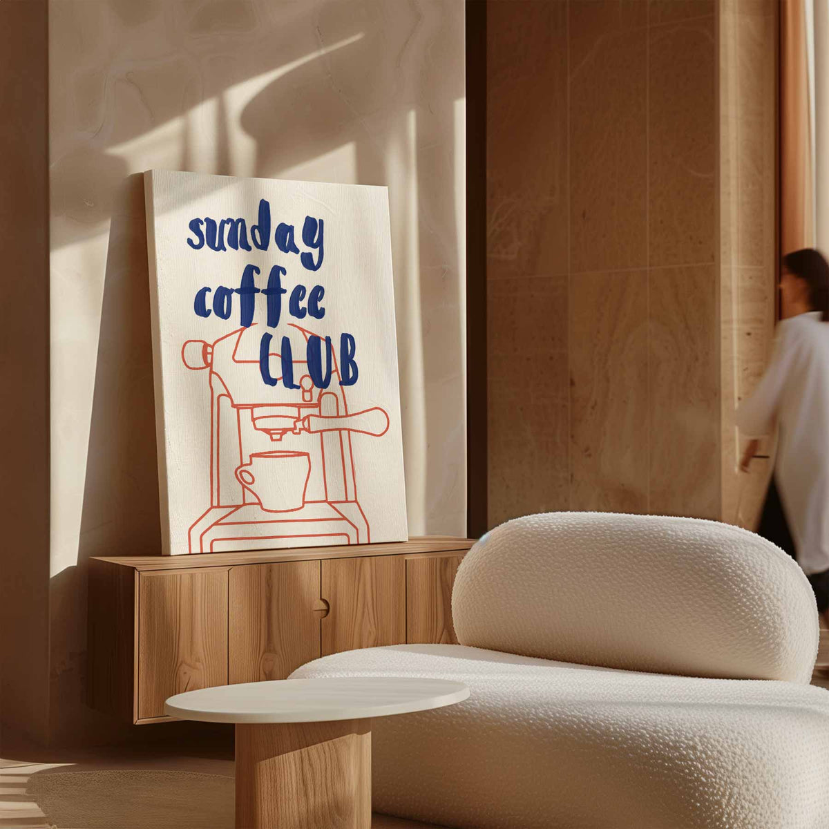 Zondag Koffie Club Poster – canvas wanddecoratie in portret formaat