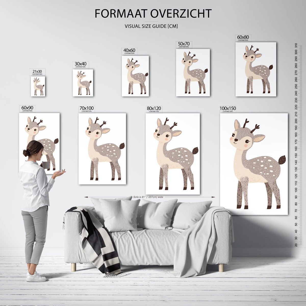 Hertje illustratie – staande muurposter voor de kinderkamer