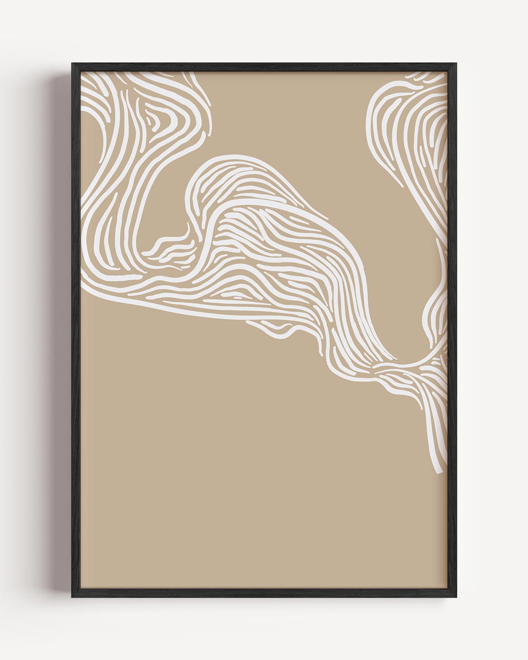 Stijlvolle Beige Organische Lijnen – abstracte portret poster als wanddecoratie