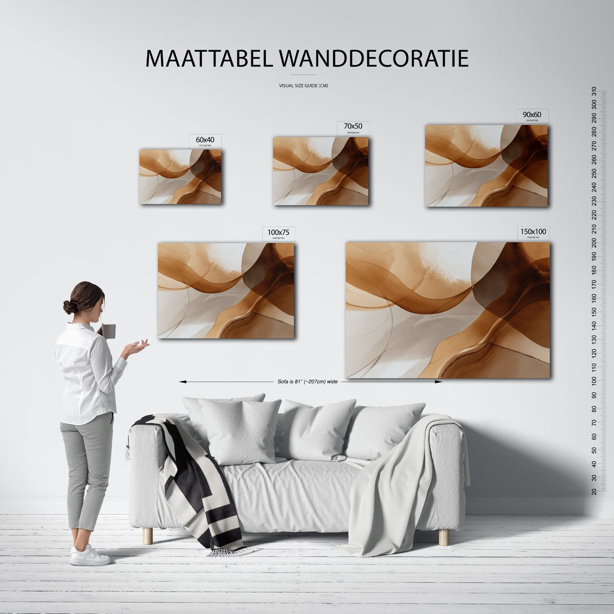 Organische lijnen – moderne liggende wandkunst