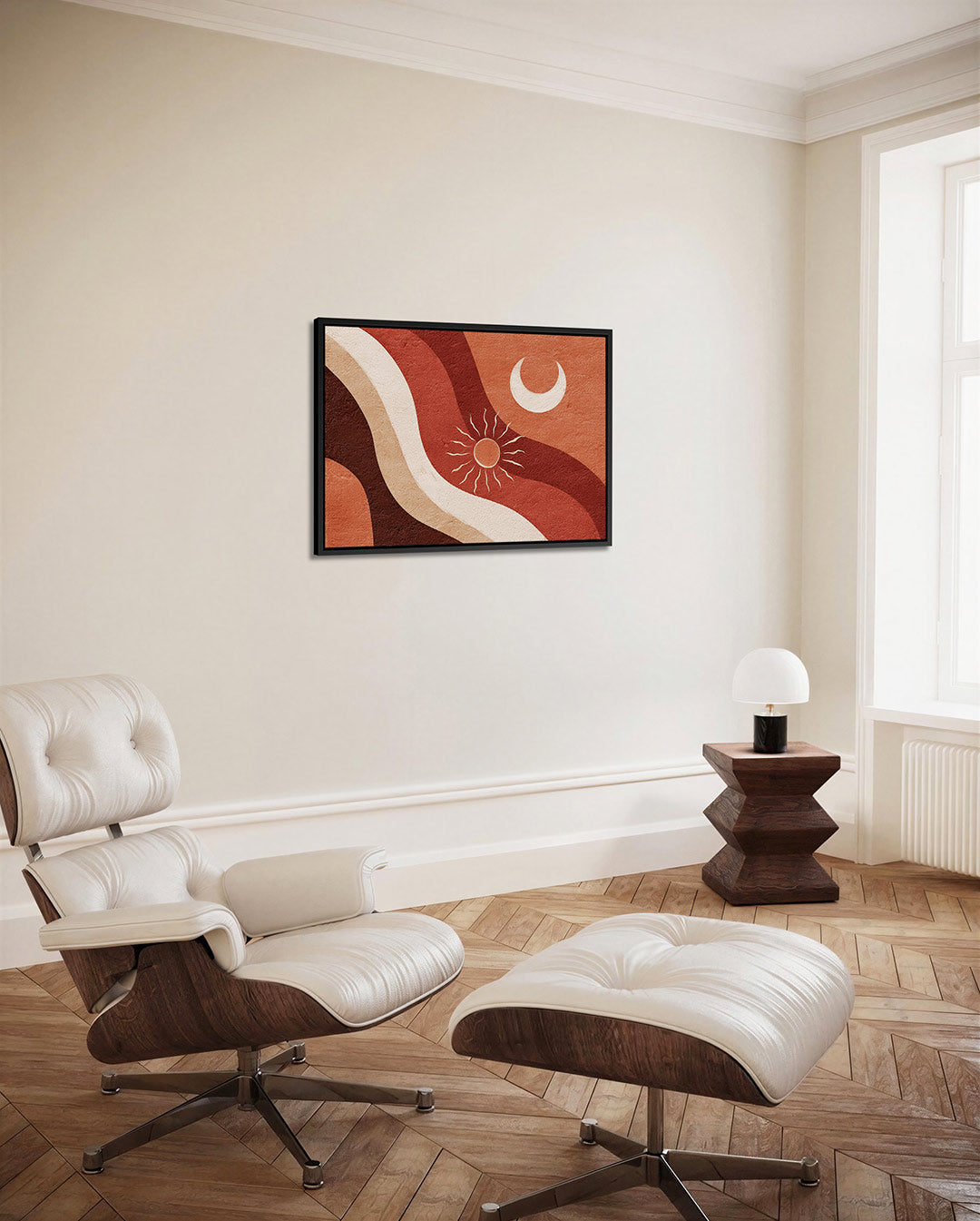 Golvende zon en maan – alternatieve weergave van het kunstwerk