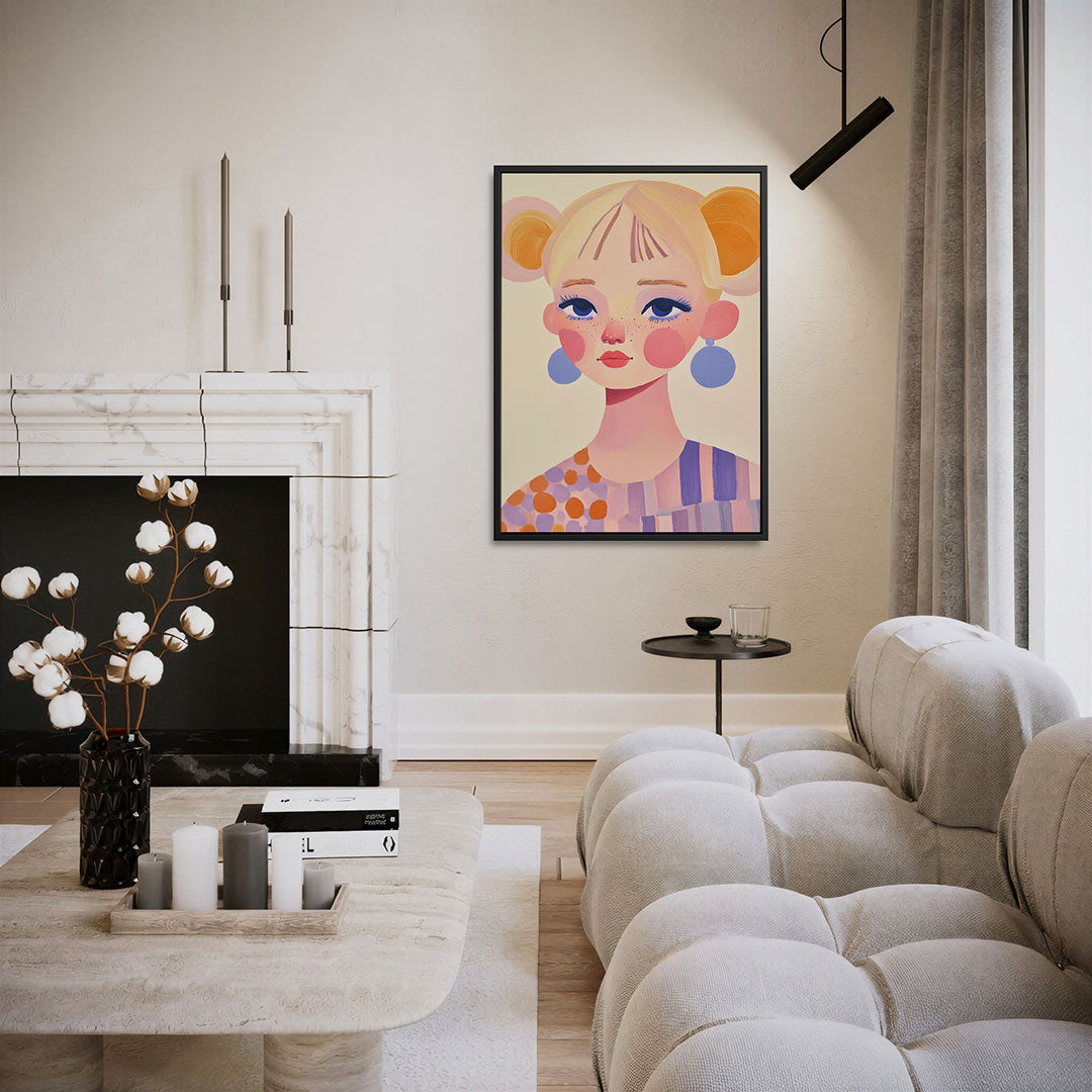 Vrolijk portret meisje – staand wanddecoratie kunstwerk