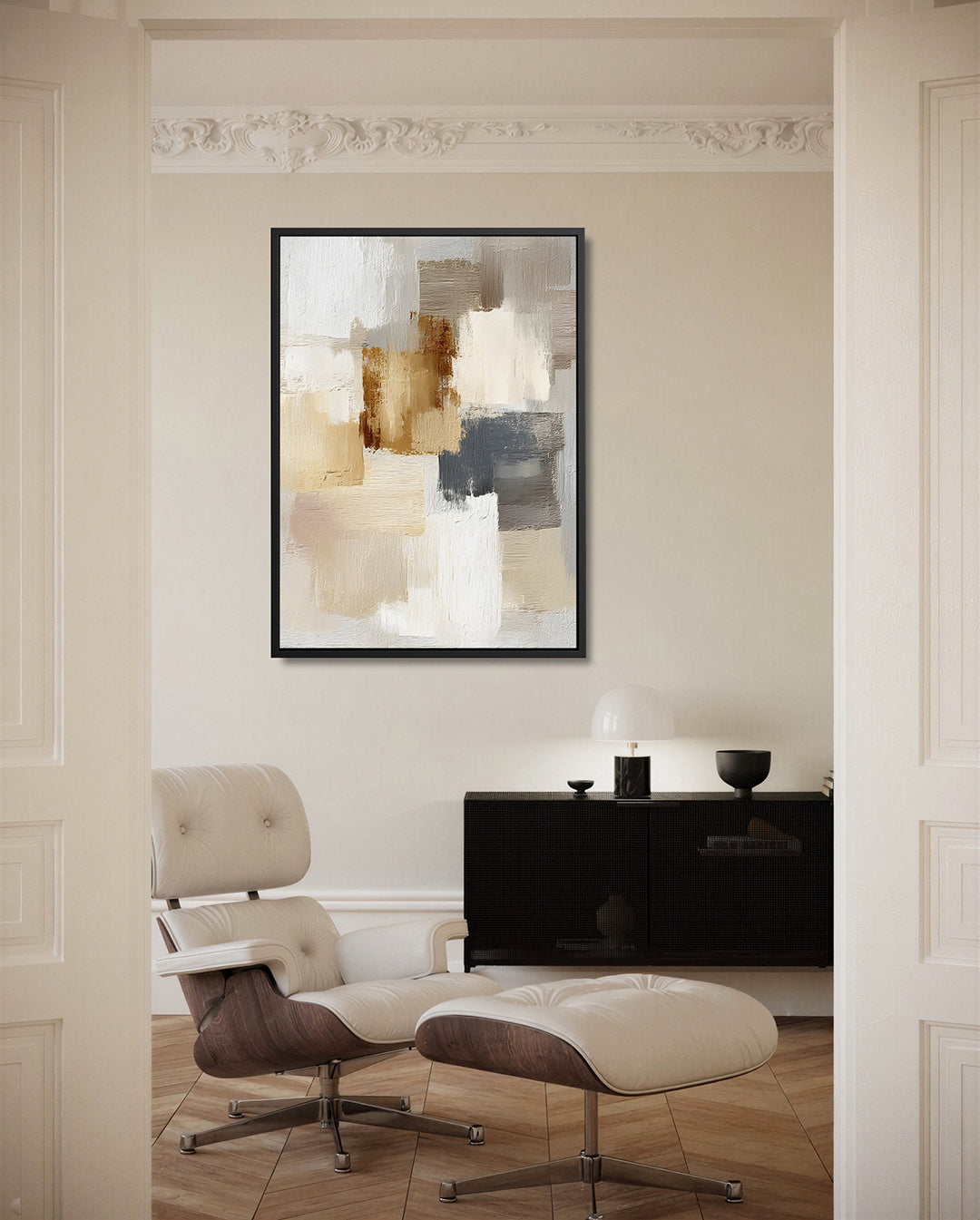 Zachte kleuren compositie – staand wanddecoratie kunstwerk