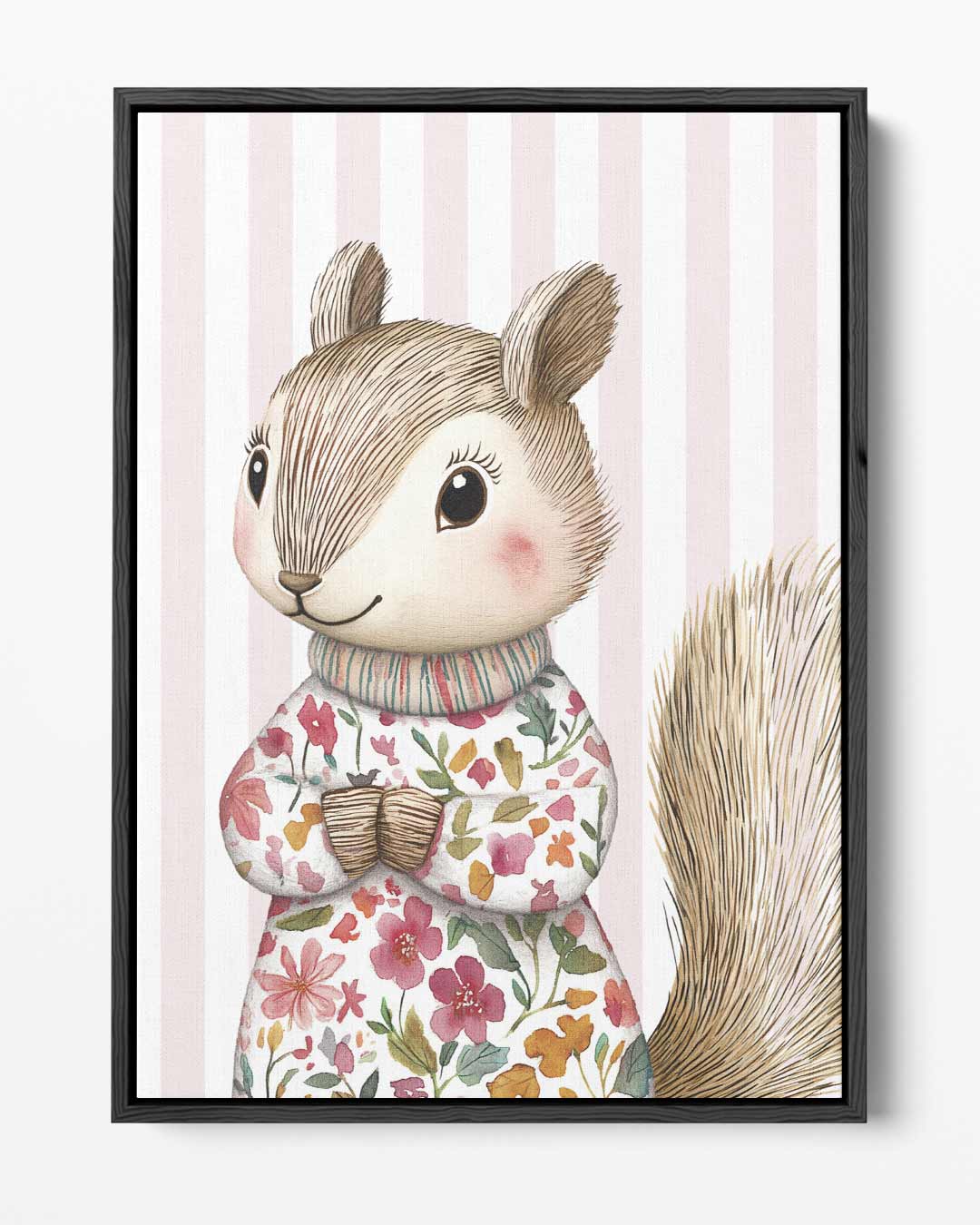 Schattige Bloemen Eekhoorn – portret kunstwerk als wanddecoratie