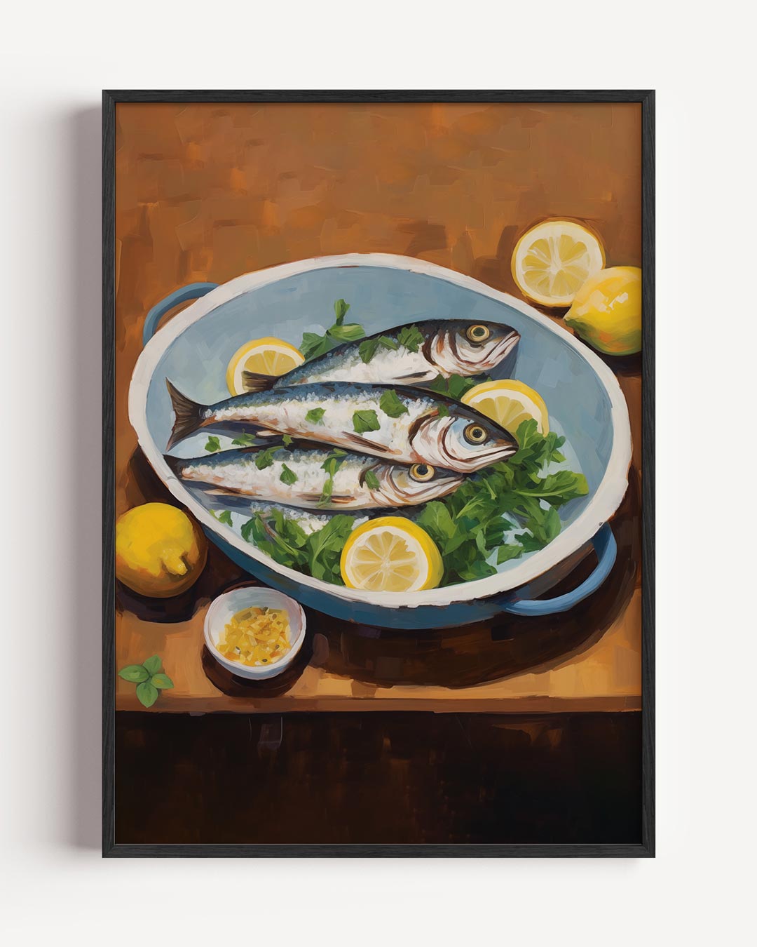 Mediterrane Vis op Tafelkunst – keuken portret poster als wanddecoratie