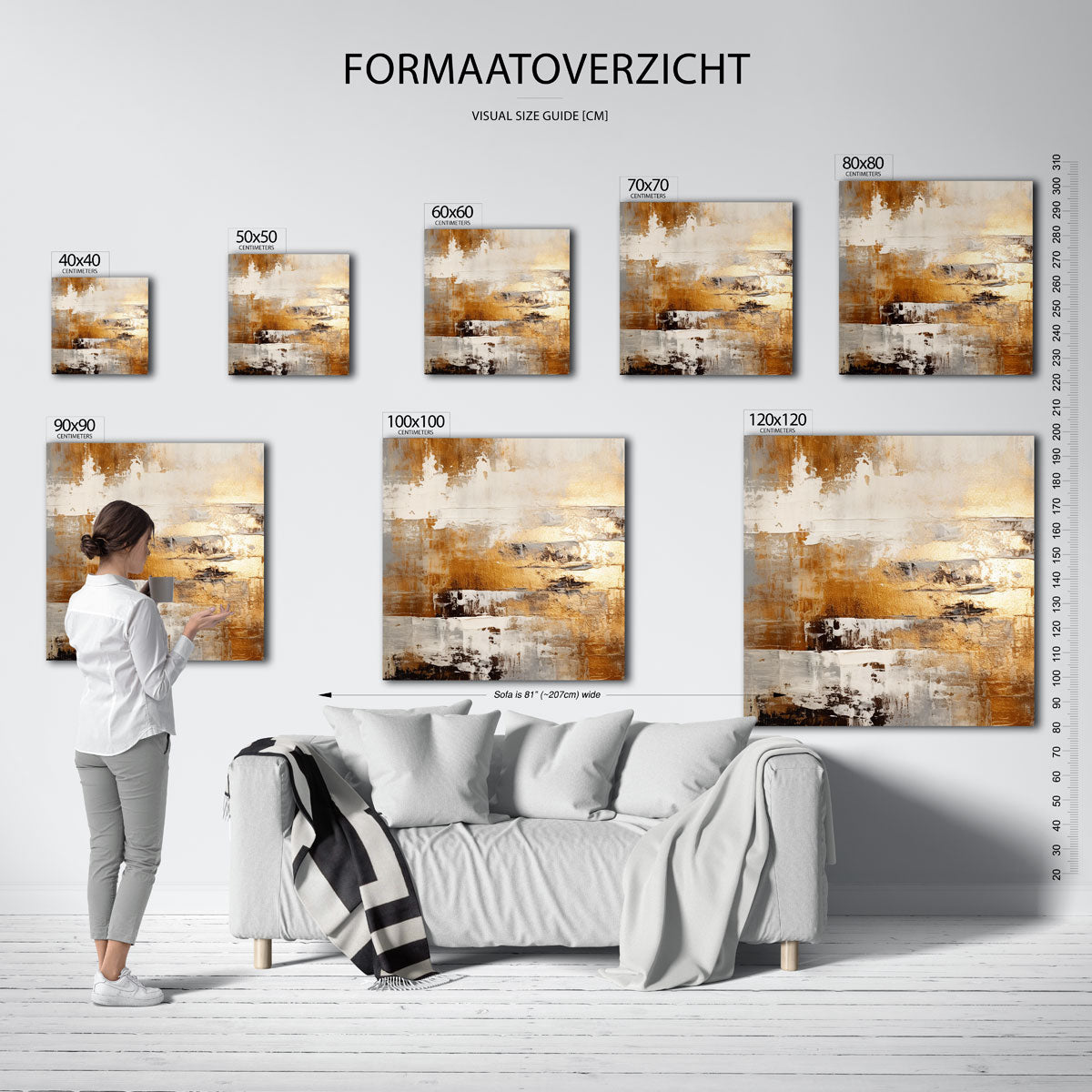 Abstracte gouden textuur – vierkante muurposter met abstracte texturen