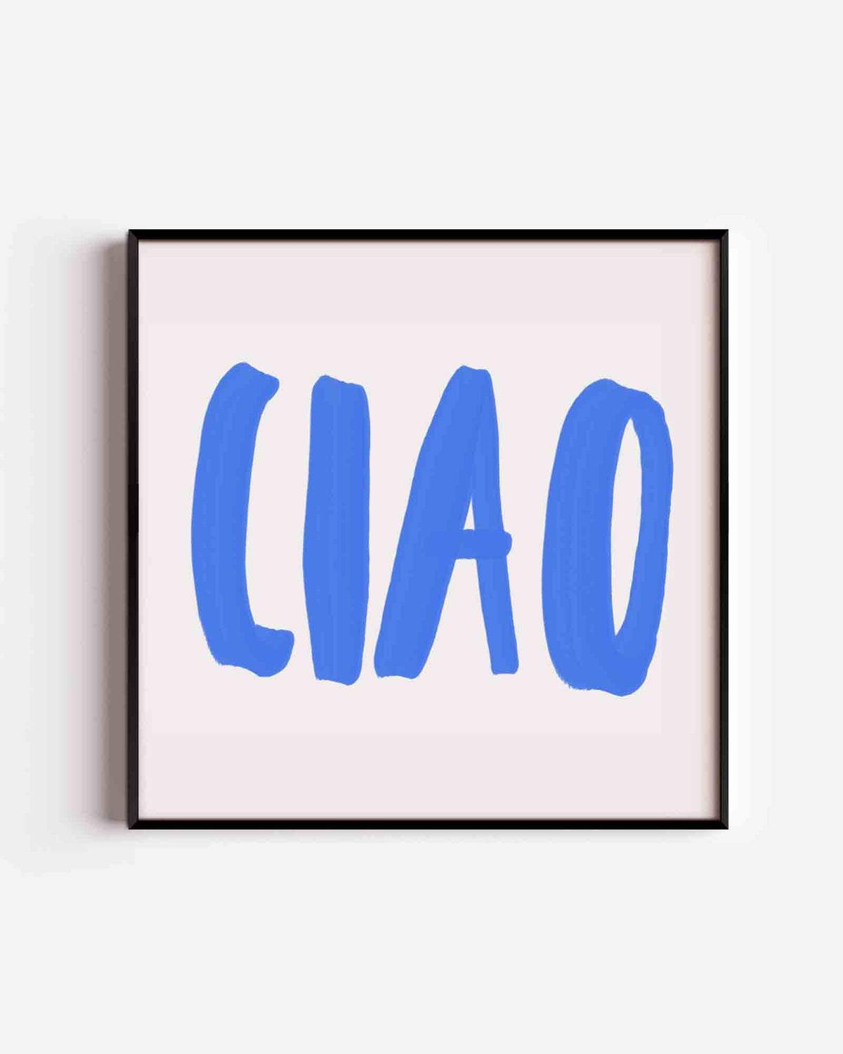 Ciao blauwe tekst – vierkante poster met kleur en vormen als wanddecoratie