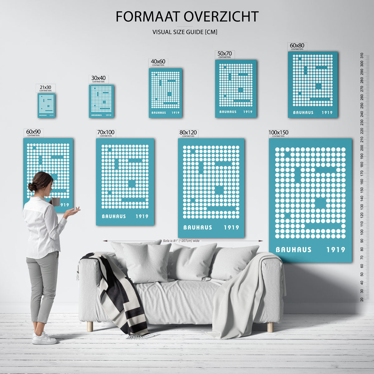 Cirkelpatroon en typografie – geometrische poster in Bauhaus-stijl van WallArtistic