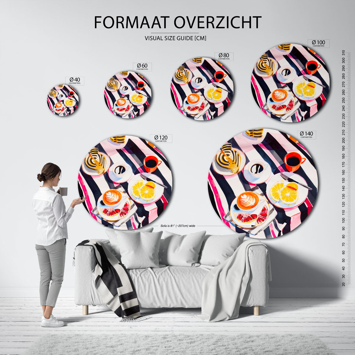 Ontbijt tafel – abstracte wandkunst als muurcirkel van WallArtistic