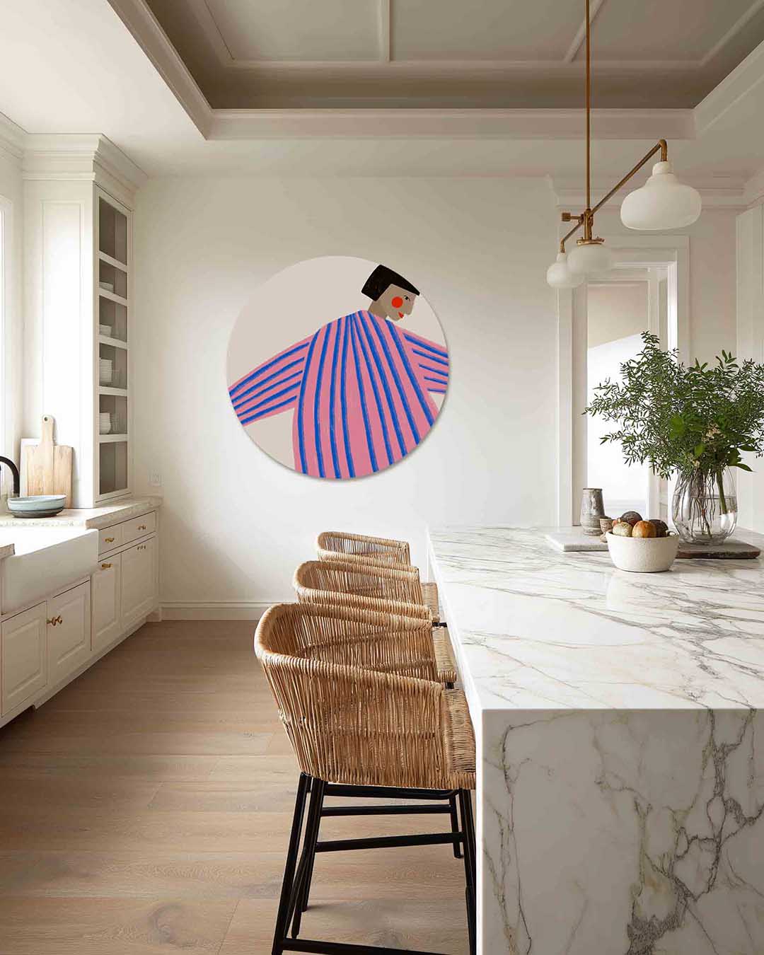 Gestreepte figuur – Pop Art muurcirkel als ronde wanddecoratie
