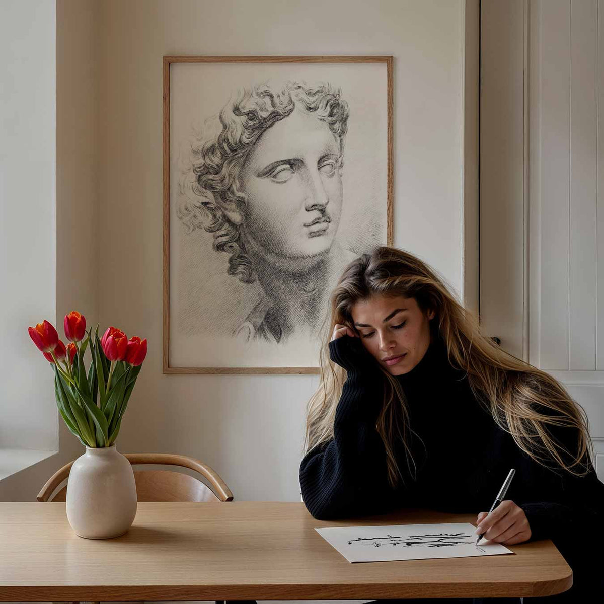 Klassieke Griekse Schoonheid – staande muurposter met vintage uitstraling