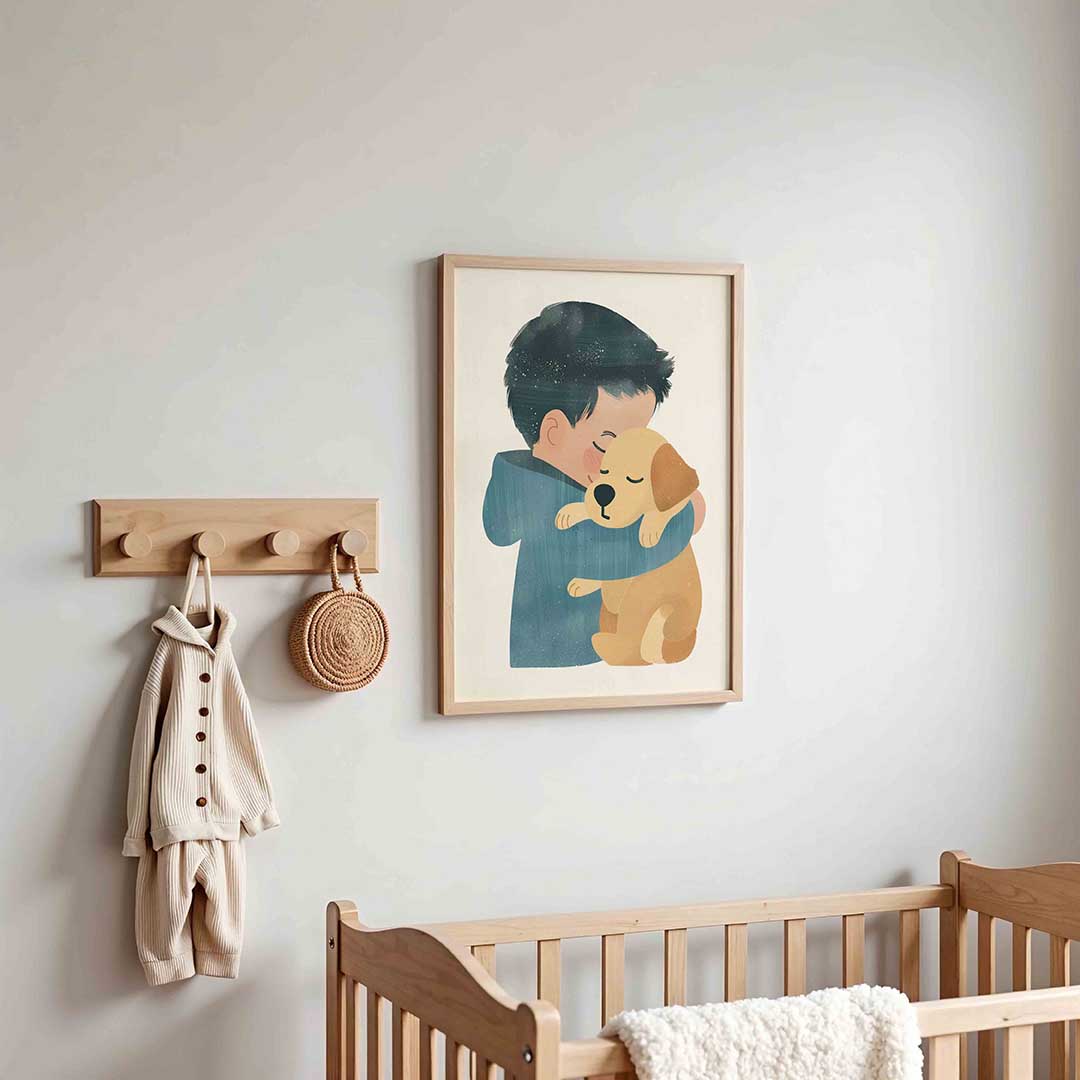 Kind met hond – kinderposter in staand formaat