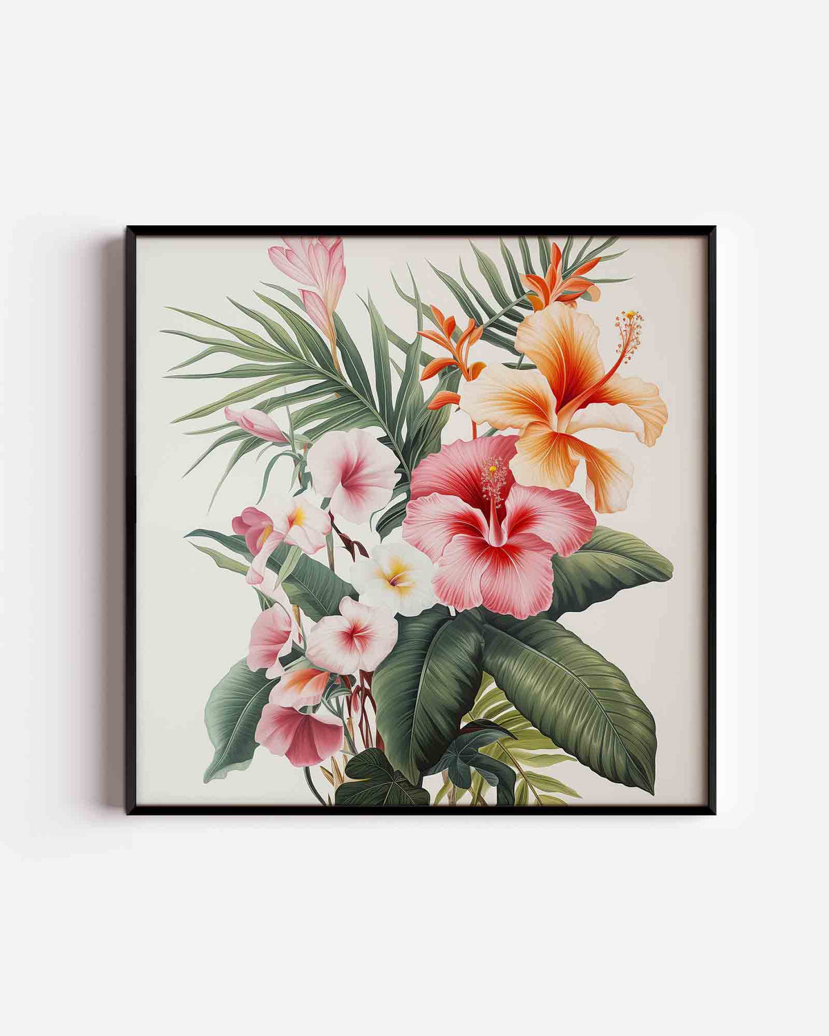 Bloemen en bladeren – jungle vierkante poster als wanddecoratie