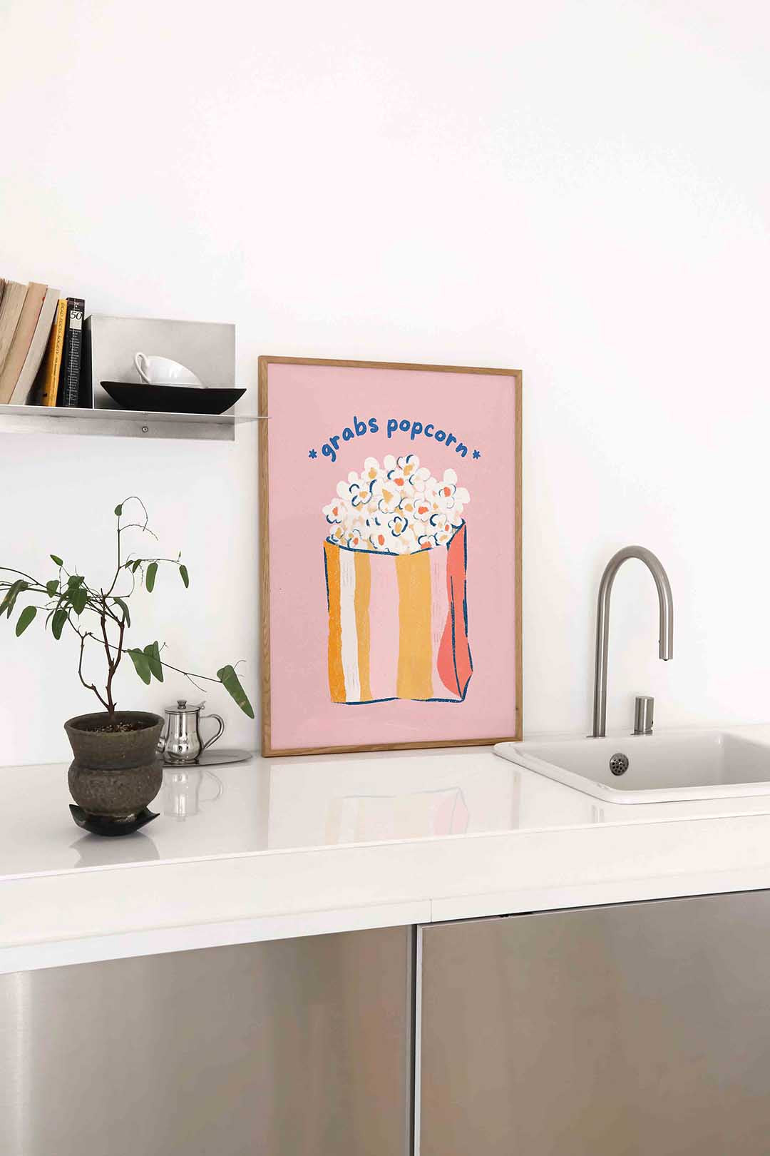 Popcorn illustratie – staande keuken wanddecoratie van WallArtistic