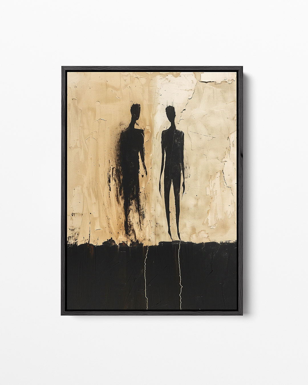 Schaduwfiguren op beige – staand wanddecoratie kunstwerk