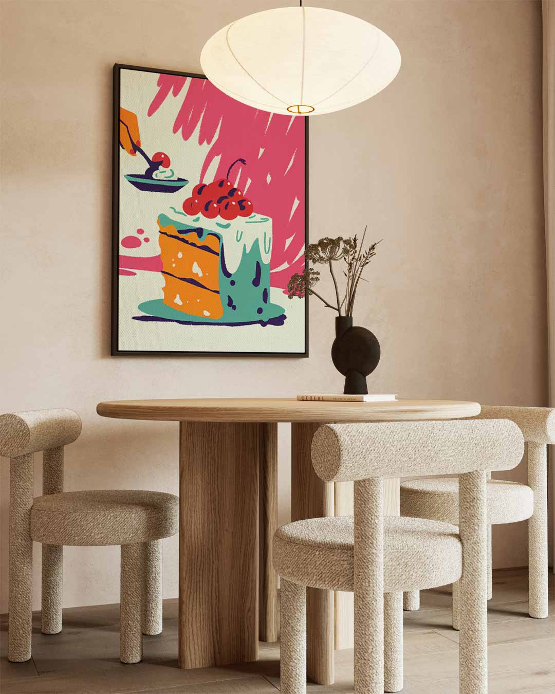 Speelse Taart Fantasie – canvas wanddecoratie in portret formaat