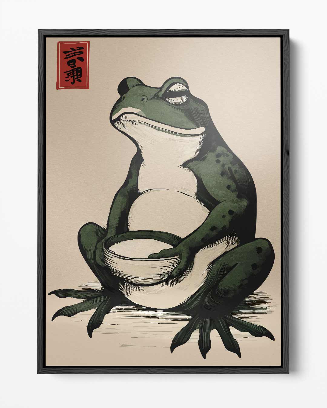 Zen Kikker met Kom – portret kunstwerk als wanddecoratie