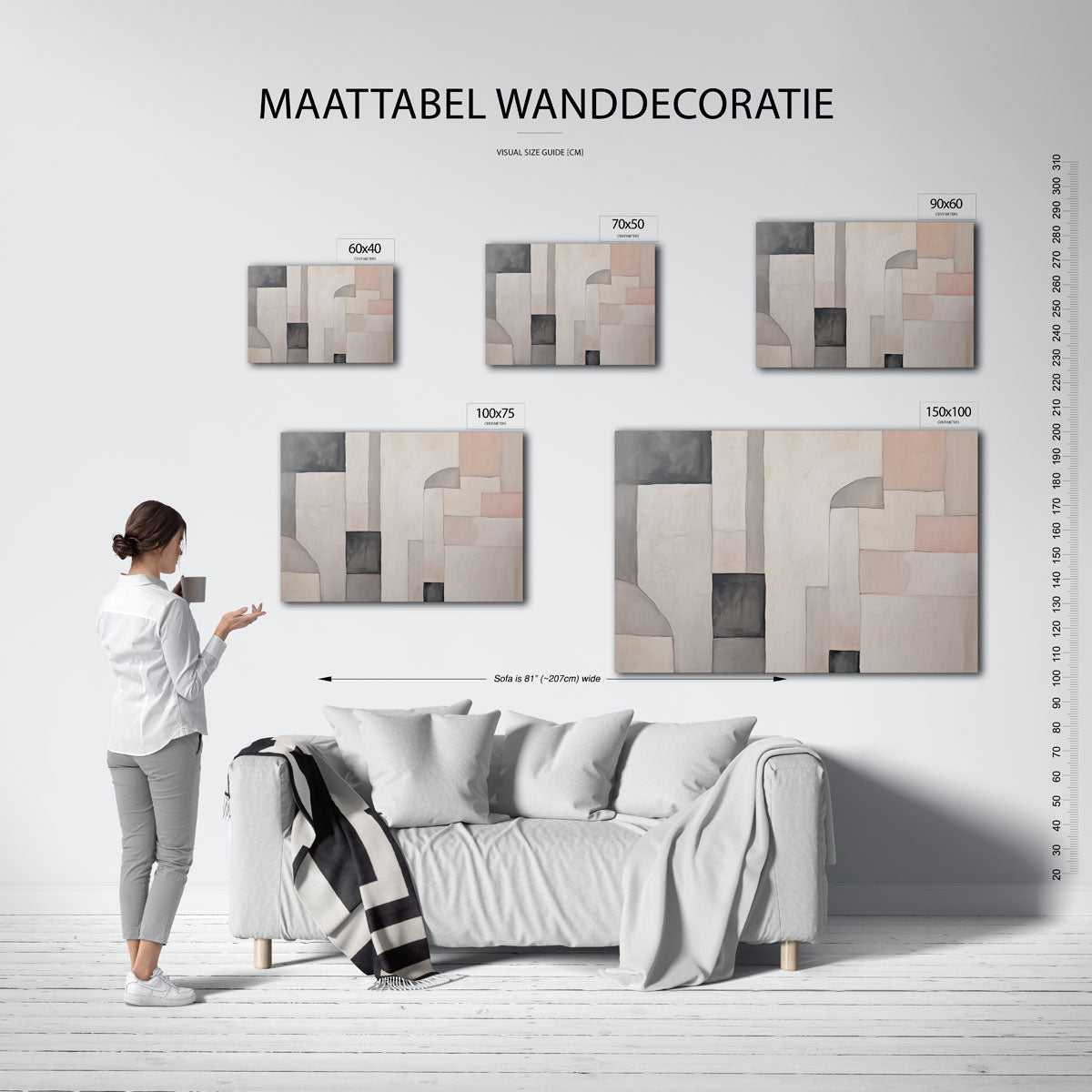 Geometrische vormen – moderne liggende wandkunst