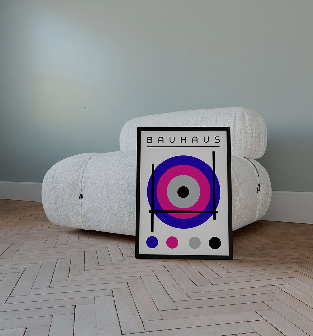 Cirkel en lijnen – staande Bauhaus poster voor aan de muur
