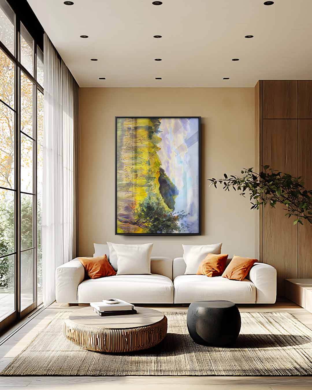 Veld met Kleurrijke Wolken – staand kunstwerk voor modern interieur