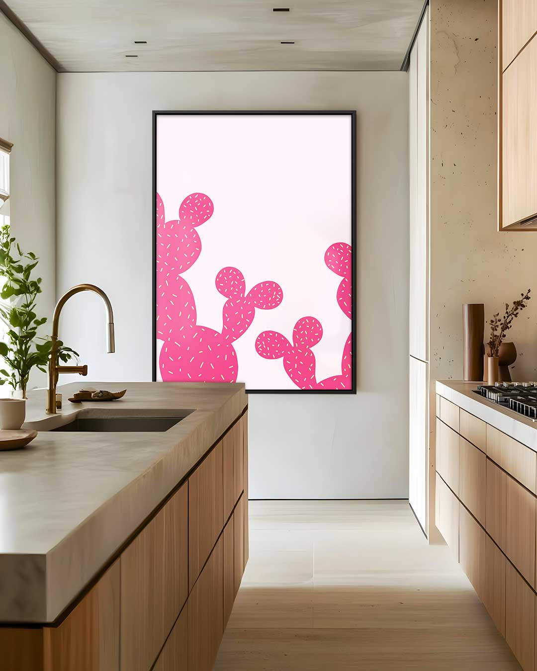Cactus Pop Art – kunstwerk met zwarte baklijst