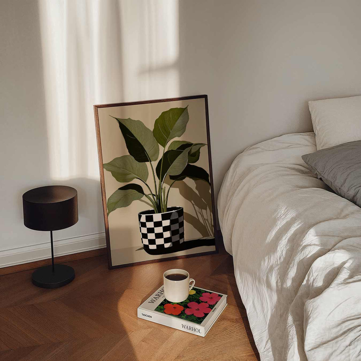 Stijlvolle Plant in Schakenpot – staande bloemen wanddecoratie van WallArtistic