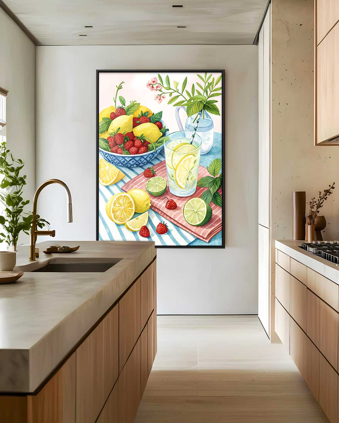 Verfrissend Zomers Fruit Schilderij – staand kunstwerk voor modern interieur